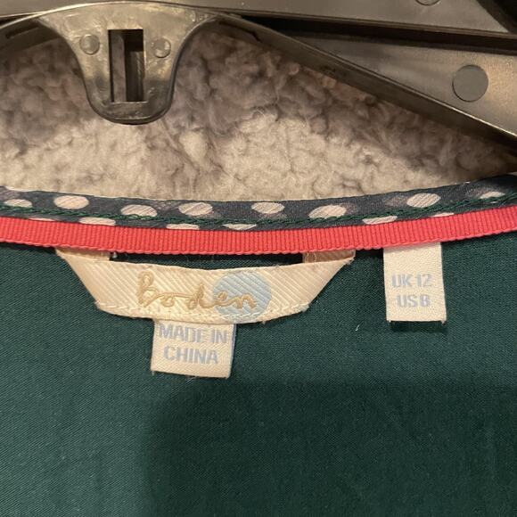 Boden Blouse Womens US 8 Green White Polka Dot Long Sleeve V Neck Top Sheer - Picture 4 of 8